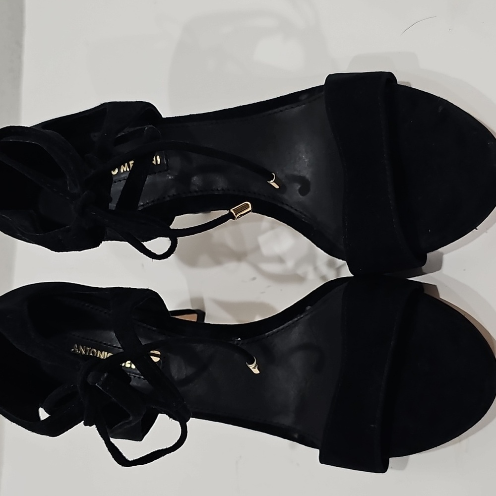 Antonio Melani Black Leather Suede  Dressy High Heels Size 7M - Picture 11 of 12